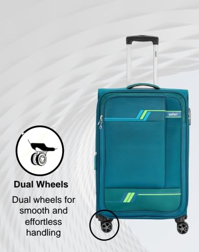 Image of Safari Stream Soft-Sided Polyester 5 Years Warranty 8 Wheel Luggage Set of 3 Trolley Bags (59+71+81 Cm) (Blue)