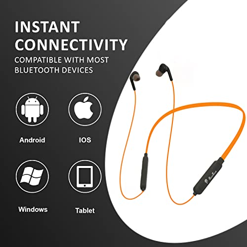 Image of PunnkFunnk PF100 in-Ear Bluetooth Neckband with Up to 12Hrs Playback, Boom Mic & Bluetooth v5.0, Voice Assistant Wireless Earphone (Orange)