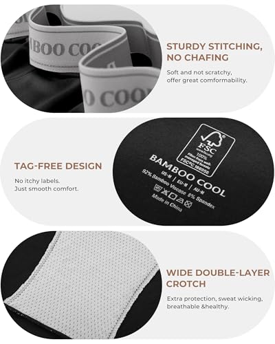 Image of BAMBOO COOL Womens BoyShorts Underwear Full Coverage Ladies Panties High Waisted Boxer Briefs Breathable Stretch 5 Pack