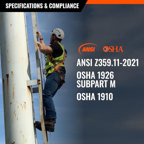 Image of Malta Dynamics Razorback Elite MAXX - Safety Harness and Fall Protection Kit with Sewn in Lumbar Support Belt and Built-in Rescue Handles for Fall Arrest, OSHA & ANSI Compliant (3XLarge)