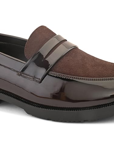 Image of STANPHORD Mens Loafers Men Brown Solid Formal Office wear semi Casual Slip on moccaisns Suede Penny Loafers Shoes