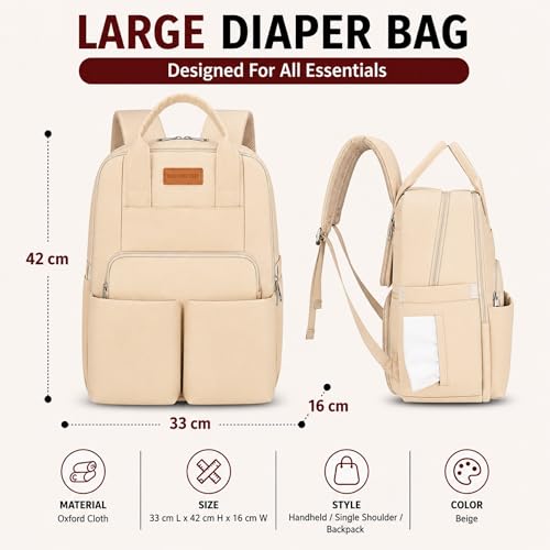 Image of Diaper Mommy Bags For Mothers for Travel - Hospital Baby Maternity Bag for Delivery Women - New Born Baby Essentials - Water-Resistant Fabric & Insulated Bottle Holders | 24 L, 15 Pockets