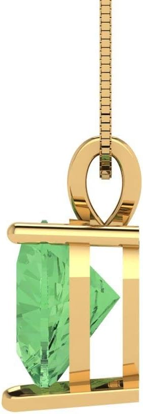 Clara Pucci 2 cttw Green Simulated Diamond Yellow Gold-Plated Silver Necklace and Pendant for Women (18" Box Chain,Heart Cut,8mm) - Image 3