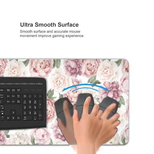 Tapis de souris grand format fleurs roses tapis de bureau premium