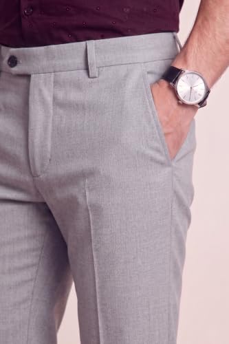 Image of Peter England Men's Premium Formal Stretchable Knit Super Slim Fit Trouser | Comfort Lycra | 360-Degree Stretch