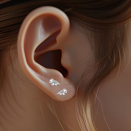 925 Sterling Silver Dinosaur Tiny Stud Earrings3