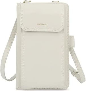 RAE-CB-CASE-COCO-CASE RFID Blocking Phone Case Recycled Vegan Leather Crossbody Handbag Purse, Coconut Cream