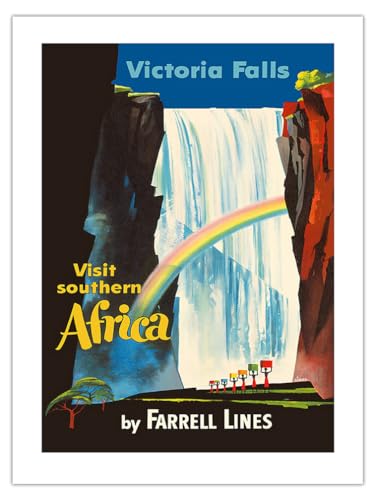 Victoria Falls - Visit Southern Africa - Farrell Lines - Vintage Ocean Liner Travel Poster by Frederick Siebel c.1948 - Fine Art Matte Paper Print (Unframed) 18x24in