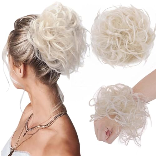 Fashion Tousled Hair Extensions Hairpiece Scrunchie Straight Elastic updo Scrunchy BUN Brown Blonde Instant Ponytail wig Hairdo White Blonde