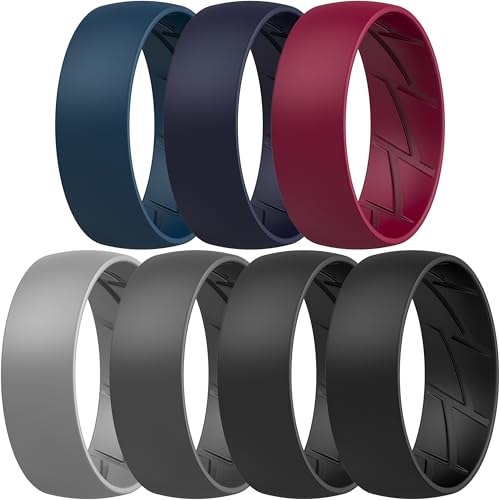 Image of ThunderFit Silicone Rings for Him and Her, Rubber Engagement Bands Unisex - 1 /4 /5 /7 /8 Variety Multipack