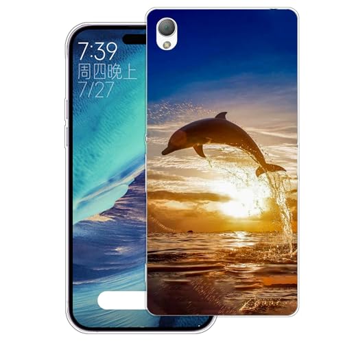 WUACYEAMING Carcasa para Móvil Compatible con Sony Xperia Z3 Ultrafina Delgado Cover Transparente TPU Silicona Antigolpes Anti arañazos Bumper Caso para Case (Delfines)