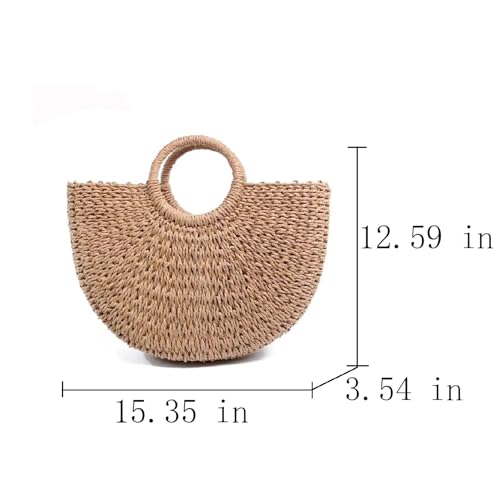 Bolso de playa grande tejido a mano con paja para mujer miniatura 4