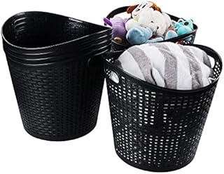 Callyne Set of 6 Laundry Clothes Basket, Plastic Laundry Hamper, Black Large Storage Basket