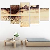 SIGNWIN 5 Panel Canvas Wall Art Modern Art Astronomy & Space Dramatic Moon Multicolor Photography Rustic for Home Decorations Ready to Hang - 60