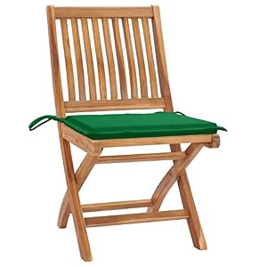 SKM SKM Gartenstühle 2 STK. mit Grünen Kissen Teak Massivholz, Weight: 15.6 kg, 3062438