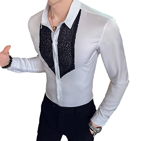 Chemise de smoking blanche paillettes homme coupe ajustée pour grandes occasions