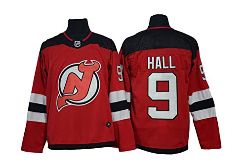 Gmjay Taylor Hall # 9 Jersey de Hockey New Jersey Devils Hockey Números de Letras Cosidas en Rojo NHL Maglia,XL