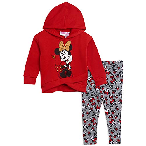 Disney Minnie Mouse Baby Girls' 2-Piece Fleece Ruffle Hoodie & Legging Set, Red 18M