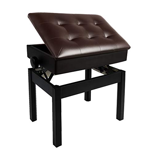 TOLEAD Taburete de Piano Banco Piano de Cuero Sintetico con Espacio de Almacenamiento Altura Regulable 49 a 56cm