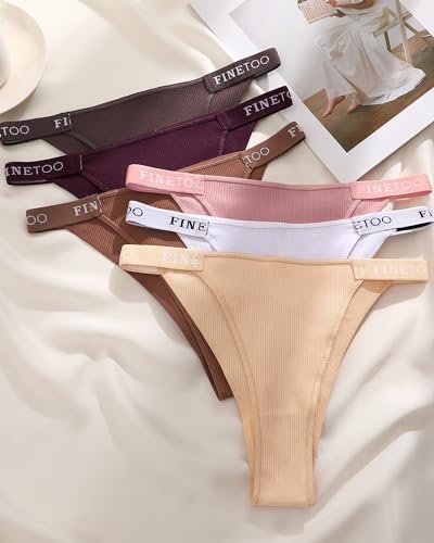 Image of FINETOO Womens Underwear Cotton High Cut String Bikini Panties Low Rise Hipster Ladies Sexy Cheeky Underwear 6 Pack