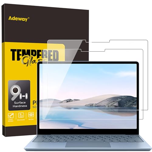 Adeway Microsoft Surface Laptop Go 3/2/1 �K���X�ی�t�B���� 12.4Inch U�^ 9H�d�x ������ �w��h�~ �C�A�h�~ �����x�^�b�` 2.5D���H �\��t���ȒP (2023)