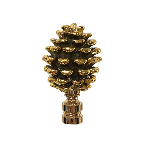 Royal Designs Pine Cone Resin Design 2.75" Lamp Finial For Lamp Shade, Polished Brass - Set Of 2 #TOP1