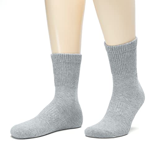Hugh Ugoli Men's Cotton Diabetic Ankle Socks, Wide, Loose And Stretchy, Seamless Toe & Non Binding Top, Semi Cushion, 3 Pairs, Black/Navy Blue/Light Grey, Shoe Size: 8-11 #TOP4