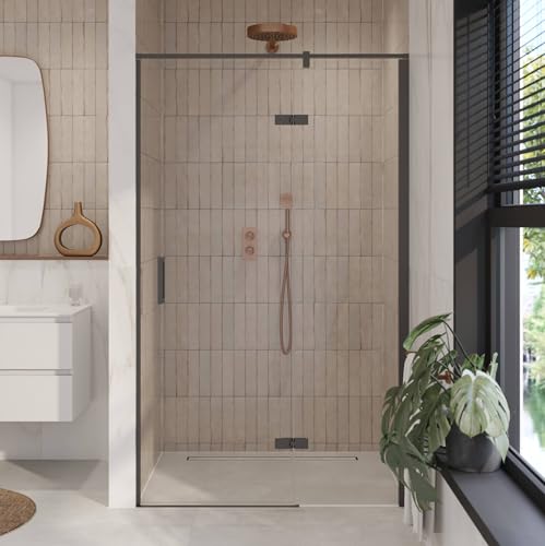 Ben miteora Duschtür Drehtür rechts 100x200 Matttschwarz/Sicherheitsglas in Klarglas Dusche Duschabtrennung Duschtrennwand