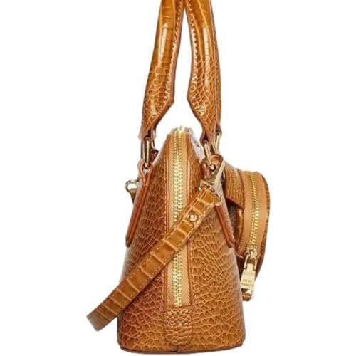 Steve Madden BHOPE Mini Sized Dome Cognac Crocodile roc Embossed Faux Leather Top Handle Mini Size Handbag Crossbody Shoulder Bag3