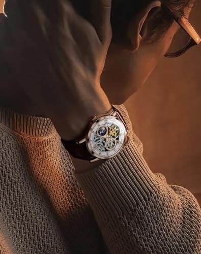Image of OLEVS Mens Automatic Watches Self-Winding Starry Sky Diamond Skeleton Luxury Wrist Watch Waterproof Luminous
