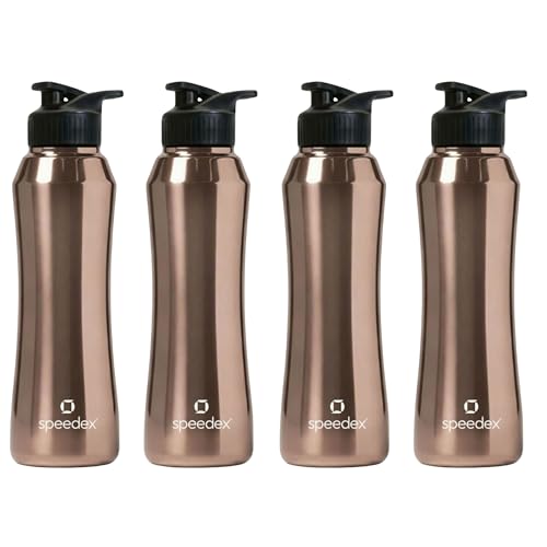 Image of Speedex Stainless Steel Water Bottle 1 Ltr, Leak Proof Sipper Cap, BIS Approved 1000 ml Metal Bottle For Daily, Office, School, Gym, Travel Use for Men, Women, Kids, Adults, Copper Gold, Set of 4