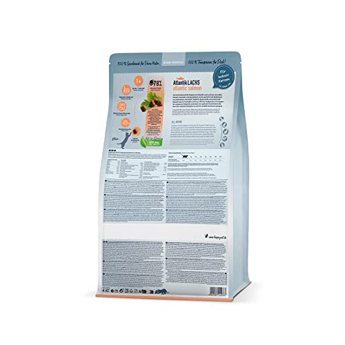 Happy Cat 70588 - Indoor Adult Atlantik Lachs - Katzen-Trockenfutter für ausgewachsene Katzen und Kater - 1,3 kg Inhalt