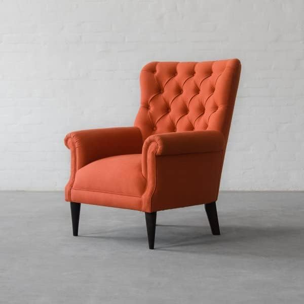 Vincent Velvet Sofa Couch for Living Room | Accent Chair with Armrests | Lounge Chairs with Cushion Back in High Density Foam | Home Décor Furniture (Orange)-image-38