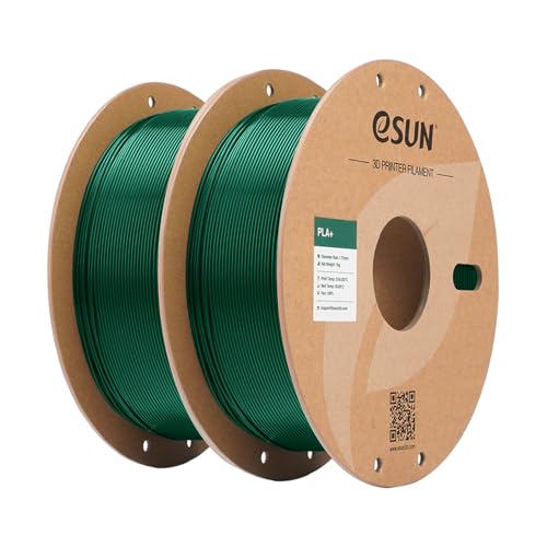 Image of eSUN PLA+ Filament 1.75mm, 3D Printer Filament Dimensional Accuracy + /- 0.03mm, 1kg Cardboard Spool(2.2lbs) 3D Printing Filament, Fits for Most FDM 3D Printers(2 Pack Pine Green)