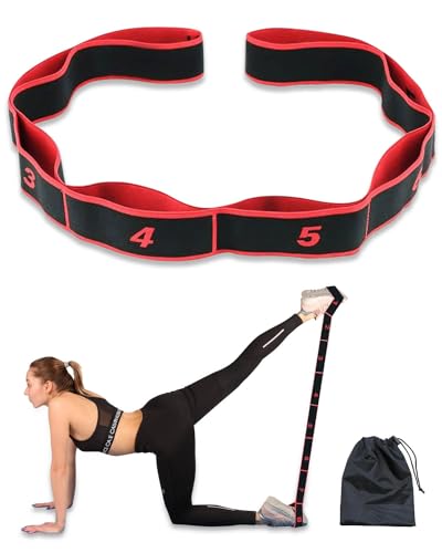 Élastique Musculation Bande Zumhigh - Bande Élastique Fitness 8 Niveaux de Force, Bande Élastique Musculation pour Yoga, Pilates, Étirement, Danse Rouge