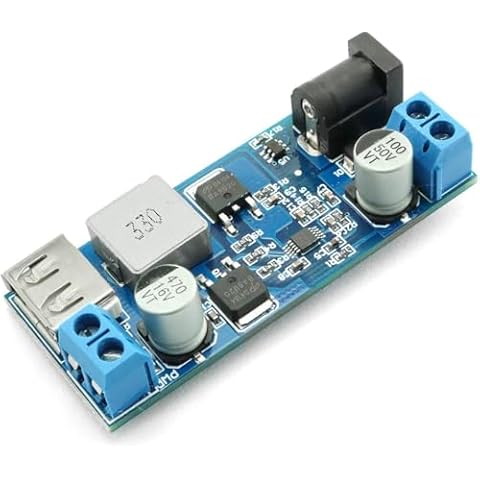 HJTOOK Buck Converter 12V to 5V, LM2596S 5A USB Voltage Regulator DC 9V-36V Step Down to DC 5V-5.3V 5.2V 3.5-6A Volt Transformer Power Supply Module for Phone Fast Charging, Blue Cover