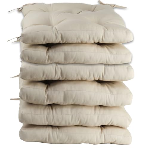 various Pack 6 Cojines para Silla，Cojin de Asiento Decorativo Funda de Poliéster y Relleno de Fibra Hueca 45x45x5cm,Ideal para Comedor, Terraza, Salón y Restaurante,Color Beige