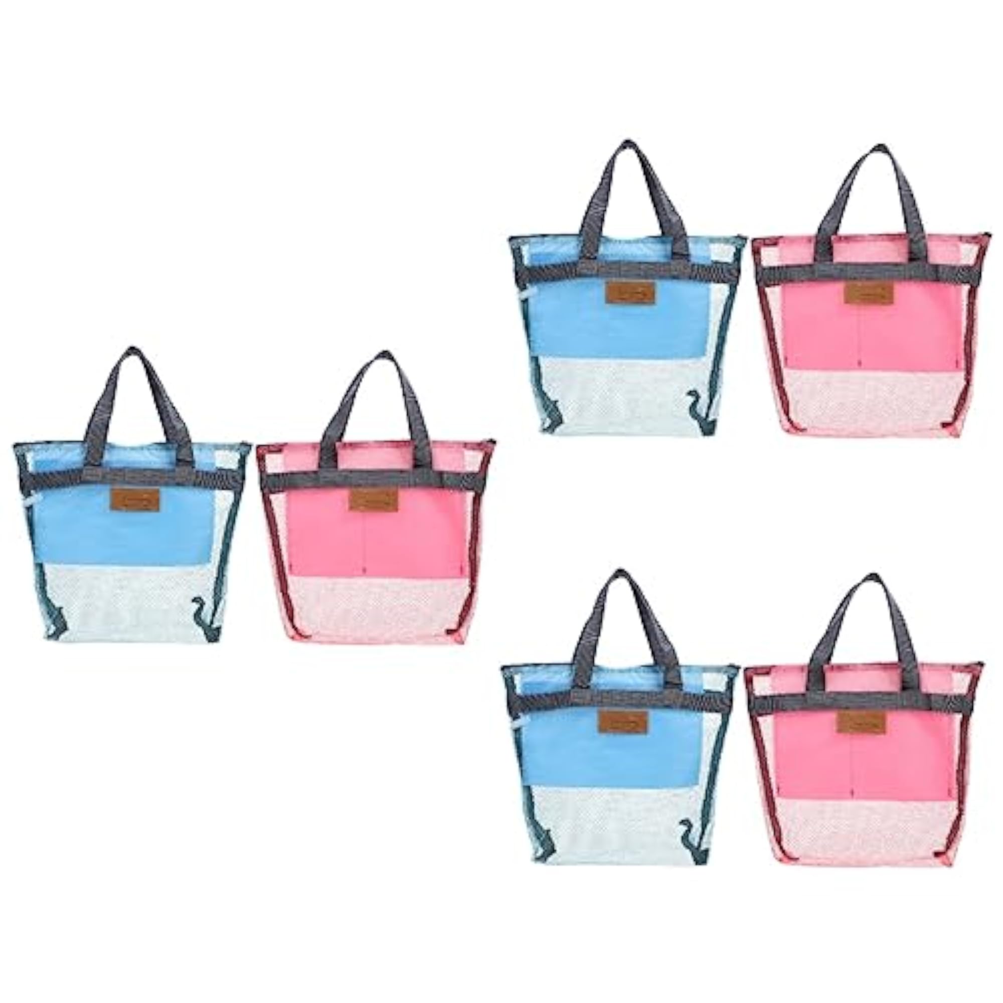 6 Pcs Grid Beach Bag Mesh Toiletry Bags