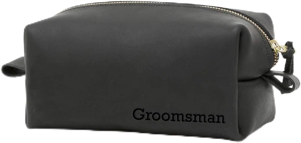 Surf To Summit Personalized Leather Toiletry Bag, Dopp Kit, Leather Shaving Kit, Groomsmen, Father's Day Gift, Travel Shaving Bag (Small -NO Personalization, Black)
