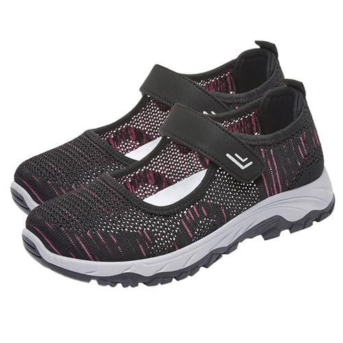 Zapatillas planas para mujer, de malla, ligeras, antideslizantes, deportivas, transpirables, ligeras, para caminar al aire libre, Negro , 38 EU