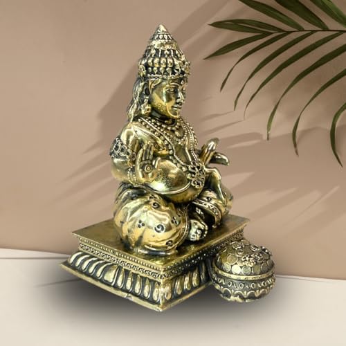 Image of Brass Dhan Kuber Idol, Vastu Remedy for Wealth & Prosperity (4 Inch, 215 g)