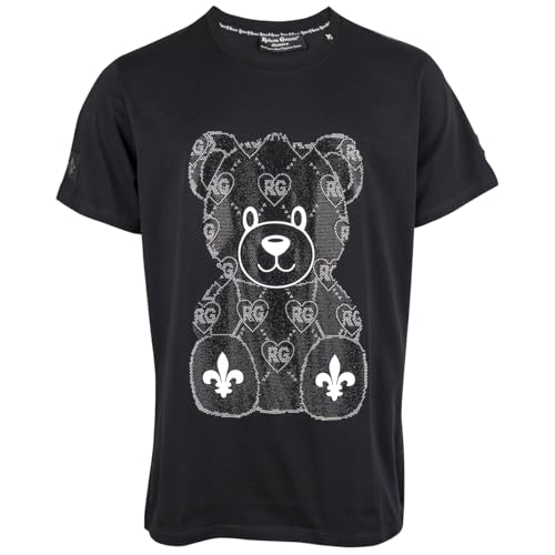 Roberto Geissini Unisex T-Shirt Happy Bear Black Statement Shirt mit Strass-Bear & Urban Streetstyle