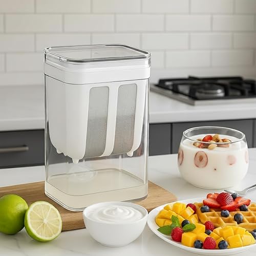 Image of MOOKA 2-in-1 Greek Yogurt & Hung Curd Maker | Fine Mesh Strainer with Lid | 1100ml Curd Strainer Box for Homemade Yogurt, Cheese, and Hung Curd | Kitchen & Home Essentials