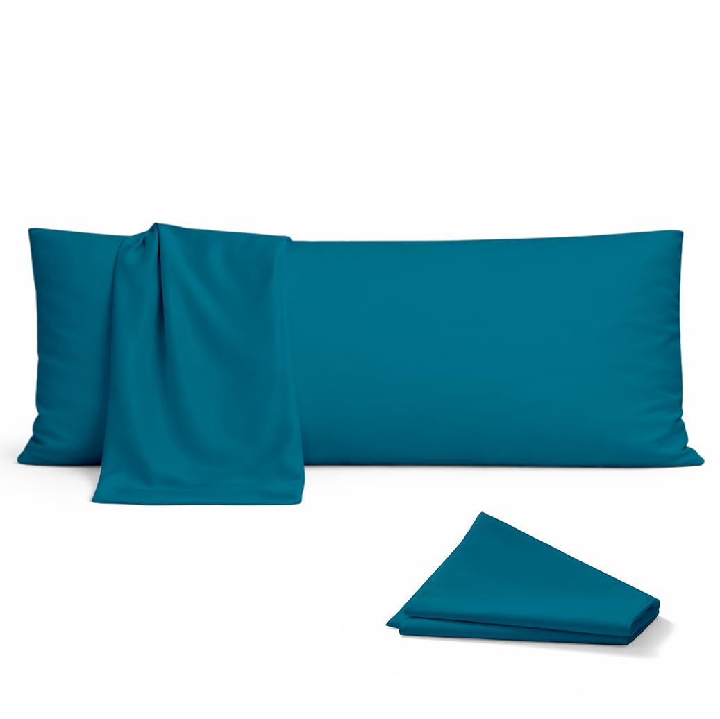 Rohi Teal Bolster Pillow Cases 4.6ft (54") | Soft Cotton Blend Orthopedic Body Pillow Cover for Neck, Pregnancy & Nursing Support | Hypoallergenic & Breathable Long Pillow Case