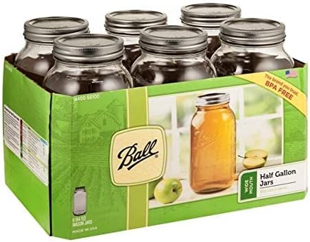 JARDEN HOME BRANDS 68100 Ball 6Pack 1/2Gallon Wide Mouth Jar (64 Oz)