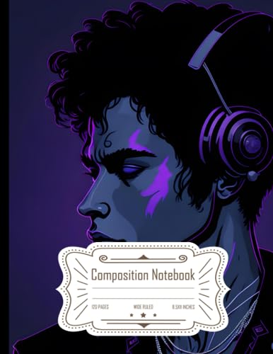 Composition Notebook Wide Ruled: Prince with Headphones in RGB Vector, Ideal for Writing, Size 8.5x11 Inches, 120 Pages Composition Notebook Wide Ruled: Prince with Headphones in RGB Vector, Ideal for Writing, Size 8.5x11 Inches, 120 Pages
