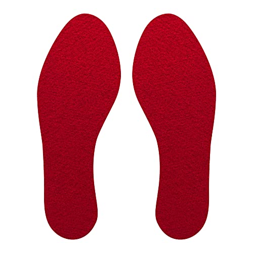 Soxsols Wool Flat Shoe Insert for Sandals & Sockless Shoes, Comfortable Shoe Insoles with Sweat-Absorbent Natural Fiber & Non-Slip Silicone Grip, Narrow-Cut Shoe Inserts for Women, Red, Size 41