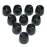 Dopro 10pcs Guitar AMP Amplifier Push on fit Knobs Black with Black Cap Top Fits 6mm diameter Pots Marshall Amplifiers