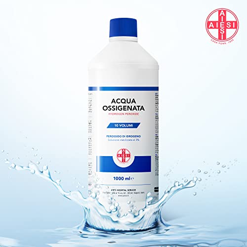 AIESI® Acqua Ossigenata disinfettante F.U. 3% 10 Volumi con tappo di sicurezza per bambini flacone da 1 litro, Made in Italy - immagine 8