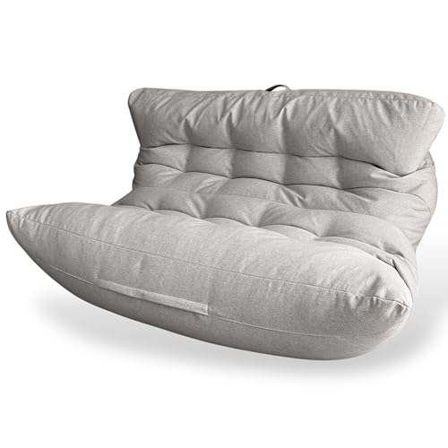 Aiire Puff Salon Doble XXL – Puf Gigante para 2 Personas con Relleno Incluido, Ideal para Lectura, Relajación o Gamer – Bean Bag Chair Cama Infantil o Sofá para Adultos Gris